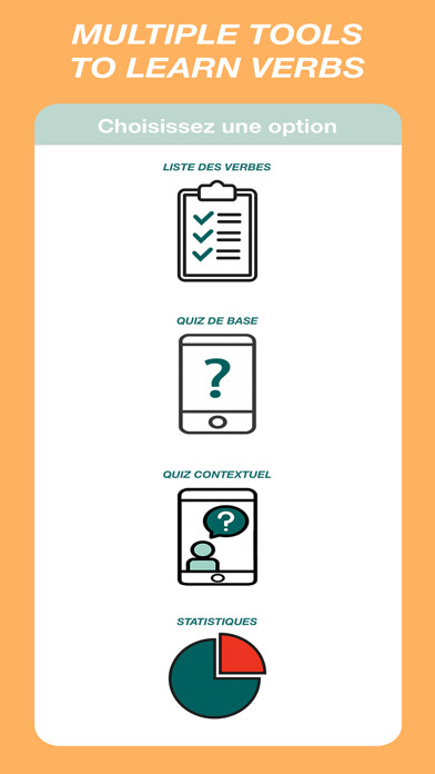 Emulate iPhone app French Verbs Quiz using MyAndroid