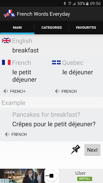 Emulate Android APK French Words Every Day Widget