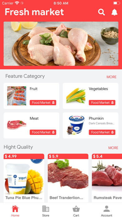 Emulate iPhone app Fresh Market App using MyAndroid