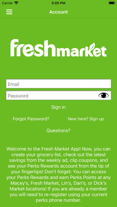 Emulate iPhone app Fresh Market Utah using MyAndroid