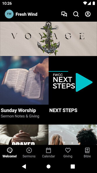 Emulate iPhone app Fresh Wind Christian Community using MyAndroid