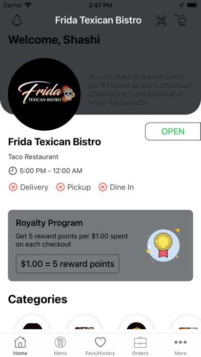 Emulate iPhone app Frida Texican Bistro using MyAndroid