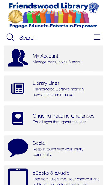 Emulate iPhone app Friendswood Public Library using MyAndroid