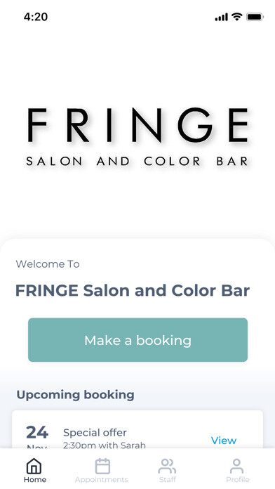 Emulate iPhone app FRINGE Salon and Color Bar using MyAndroid