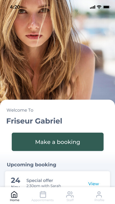 Emulate iPhone app Friseur Gabriel using MyAndroid