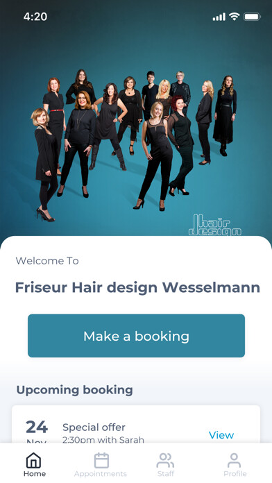 Emulate iPhone app Friseur Hair design Wesselmann using MyAndroid