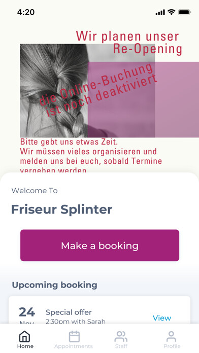 Emulate iPhone app Friseur Splinter using MyAndroid