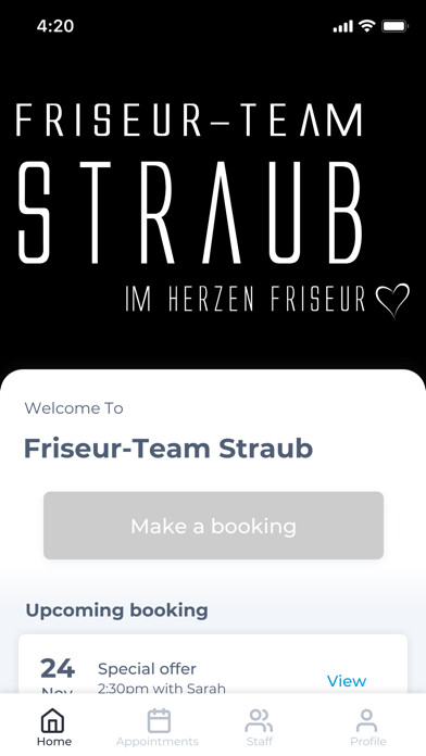 Emulate iPhone app Friseur-Team Straub using MyAndroid