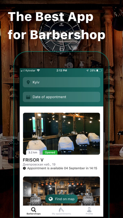 Emulate iPhone app Frisor Barbershop using MyAndroid
