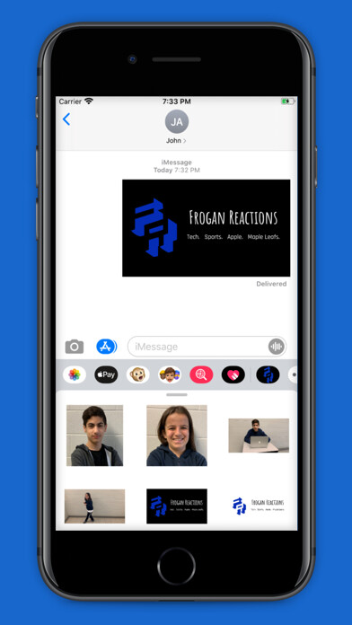 Emulate iPhone app Frogan Reactions Sticker Pack using MyAndroid