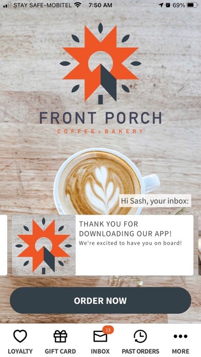 Emulate iPhone app Front Porch Coffee using MyAndroid