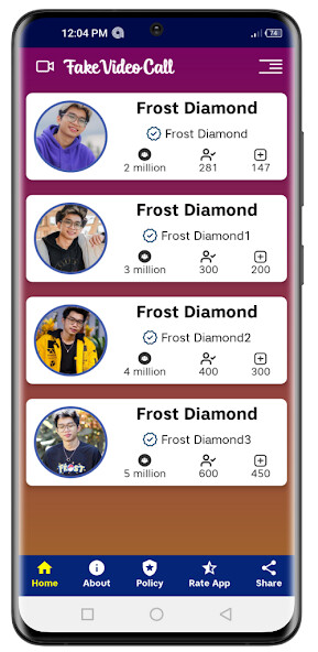 Run android online APK Frost Diamond prank video call from MyAndroid or emulate Frost Diamond prank video call using MyAndroid Run android online APK Frost Diamond prank video call from MyAndroid or emulate Frost Diamond prank video call using MyAndroid