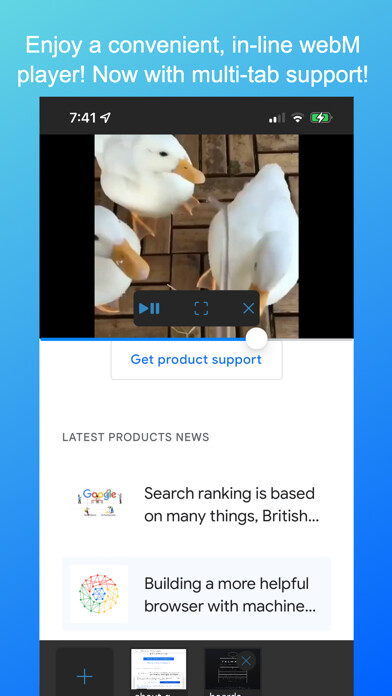 Emulate iPhone app Frost WebM Player Browser using MyAndroid