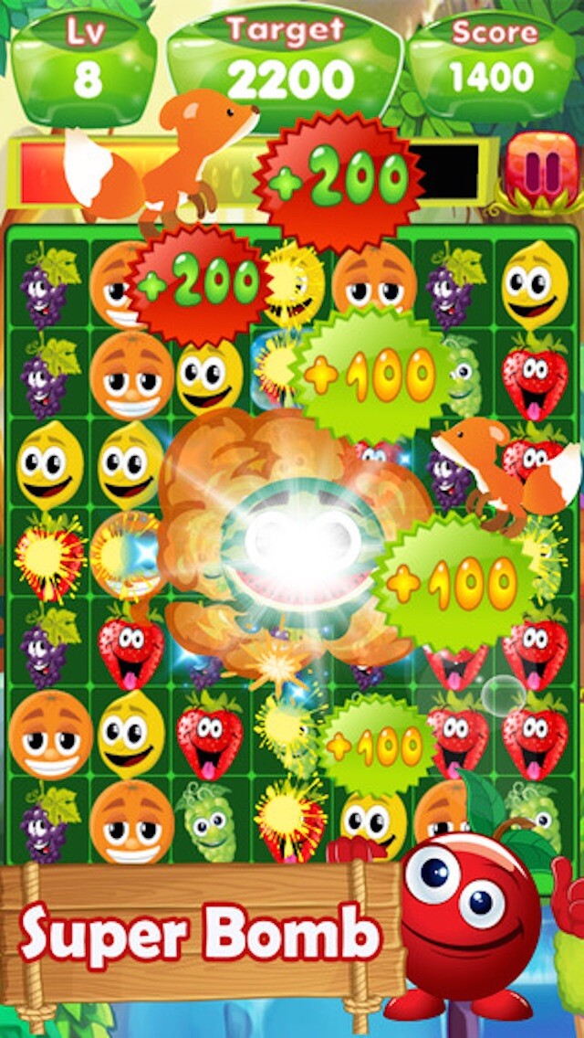 Emulate iPhone app Fruit Charm Mania - 3 Match Juice Puzzle Game using MyAndroid