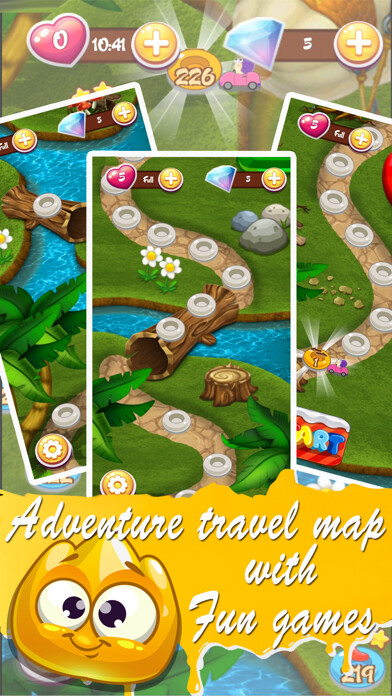 Emulate iPhone app Fruit jelly jam Blitz - Match and Pop 3 Mania Puzzle using MyAndroid