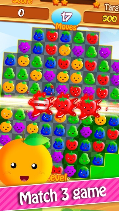 Emulate iPhone app Fruit Splash Matcher – New Cute Fruits Puzzle Match 3 Game for Family using MyAndroid