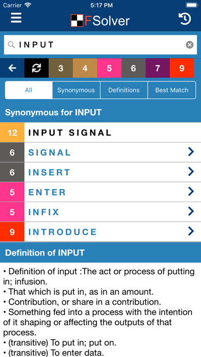 Emulate iPhone app FSolver - Crosswords using MyAndroid