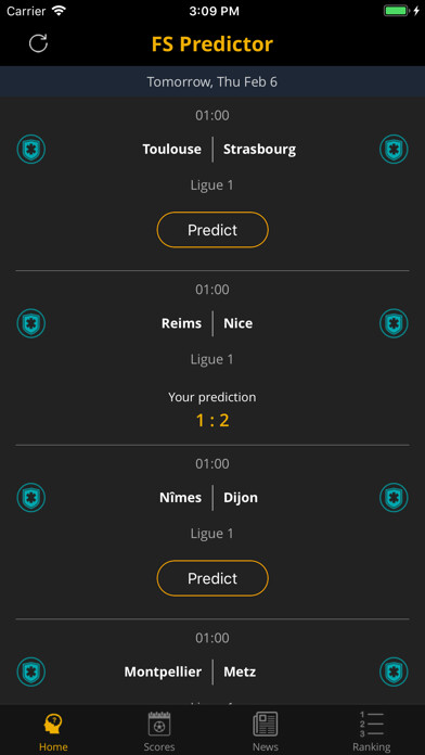 Emulate iPhone app FS Predictor: Predict Score using MyAndroid