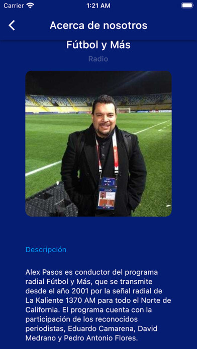 Emulate iPhone app Fútbol y Más Radio using MyAndroid