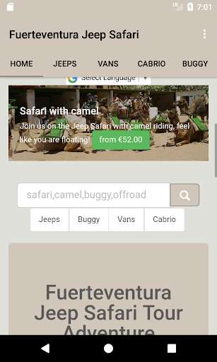 Run android online APK Fuerteventura Jeep Safari from MyAndroid or emulate Fuerteventura Jeep Safari using MyAndroid
