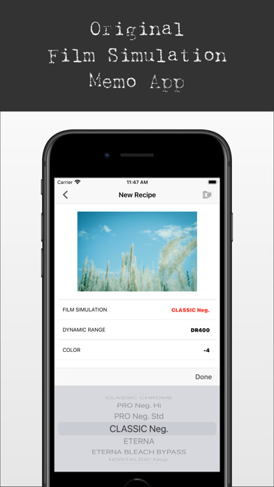 Emulate iPhone app FUJIFILMEMO - for FUJIFILM using MyAndroid