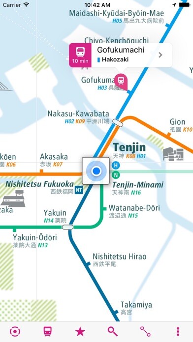 Emulate iPhone app Fukuoka Rail Map Lite using MyAndroid