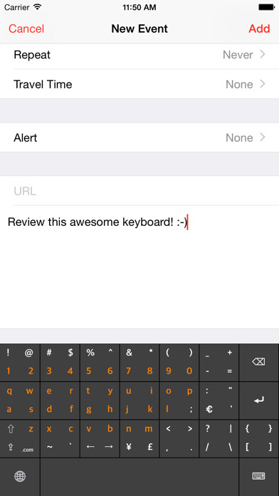 Emulate iPhone app Full Keyboard (for big fingers) using MyAndroid