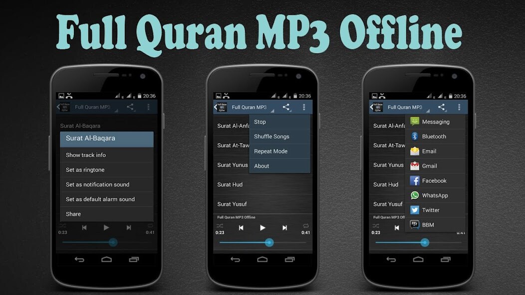Run android online APK Full Quran MP3 Offline from MyAndroid or emulate Full Quran MP3 Offline using MyAndroid