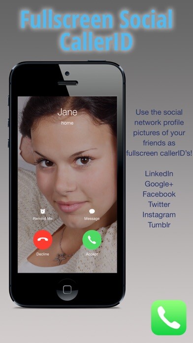 Emulate iPhone app Fullscreen Social CallerID using MyAndroid
