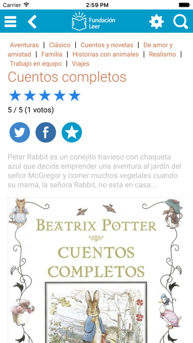 Emulate iPhone app Fundación Leer: recomendación de libros, actividades para niños sobre literatura infantil y juvenil using MyAndroid