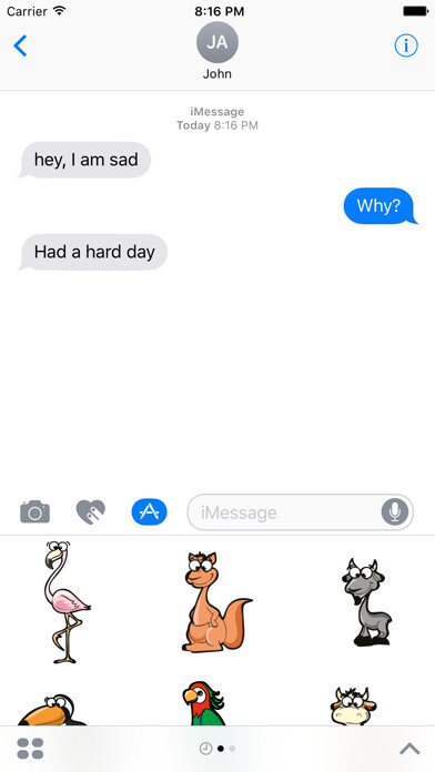 Emulate iPhone app Funny Animal Stickers using MyAndroid