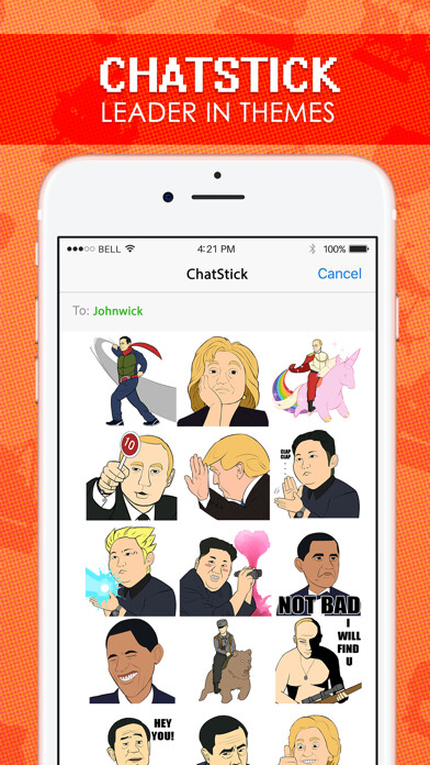 Emulate iPhone app Funny Leader Stickers for iMessage Free using MyAndroid