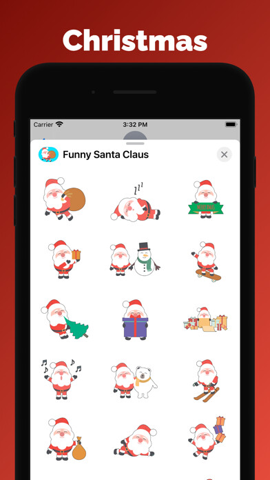 Emulate iPhone app Funny Santa Claus - stickers using MyAndroid