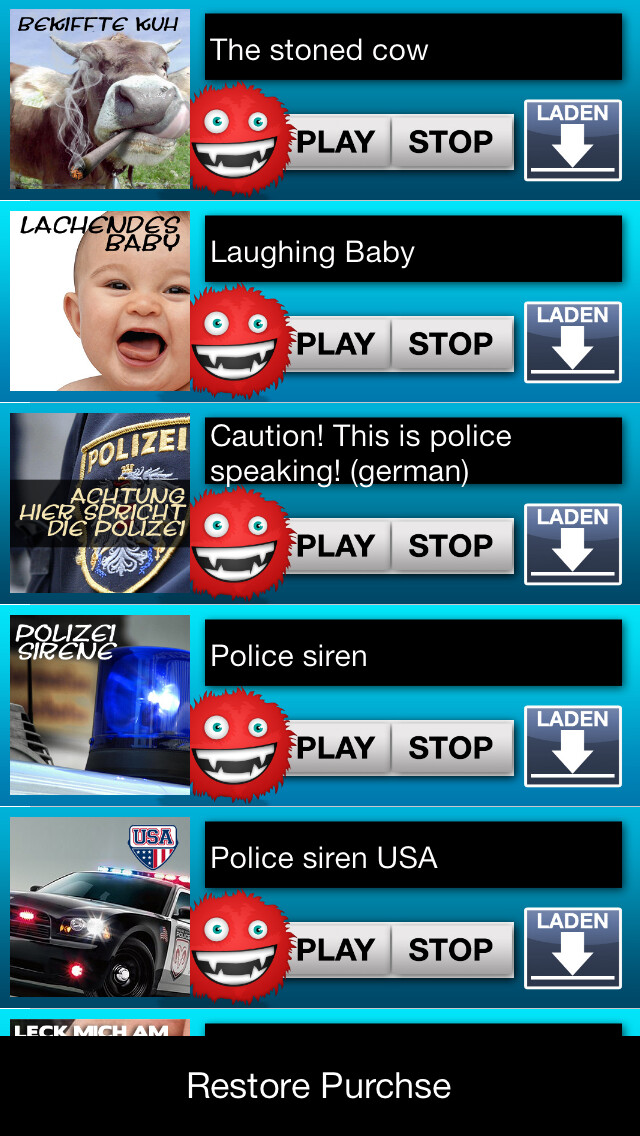 Emulate iPhone app Funny Sounds Soundboard using MyAndroid