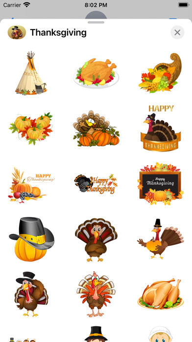 Emulate iPhone app Fun Thanksgiving Stickers using MyAndroid Emulate iPhone app Fun Thanksgiving Stickers using MyAndroid