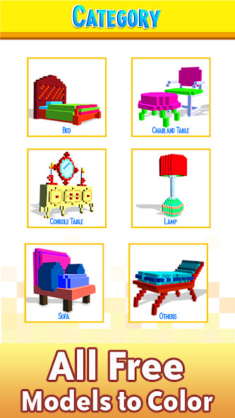 Run android online APK Furniture 3D Color by Number from MyAndroid or emulate Furniture 3D Color by Number using MyAndroid
