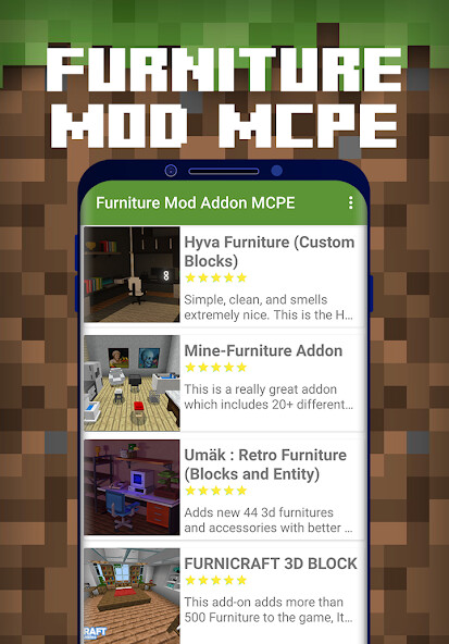 Run android online APK Furniture Mod Addon MCPE from MyAndroid or emulate Furniture Mod Addon MCPE using MyAndroid