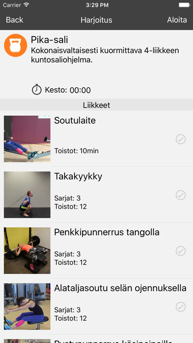 Emulate iPhone app FysiApp Training using MyAndroid