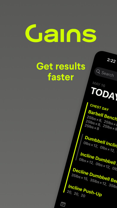 Emulate iPhone app Gains: Simple workout tracker using MyAndroid