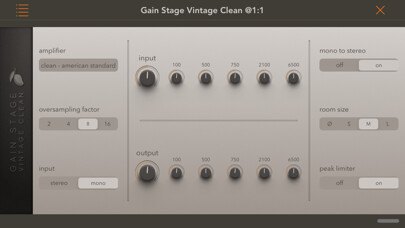 Emulate iPhone app Gain Stage Vintage Clean using MyAndroid