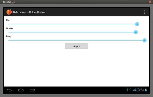 Emulate Android APK Galaxy Nexus Colour Control