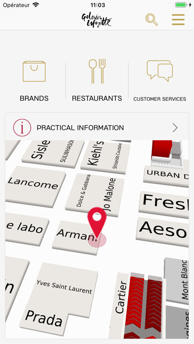 Emulate iPhone app Galeries Lafayette Paris using MyAndroid