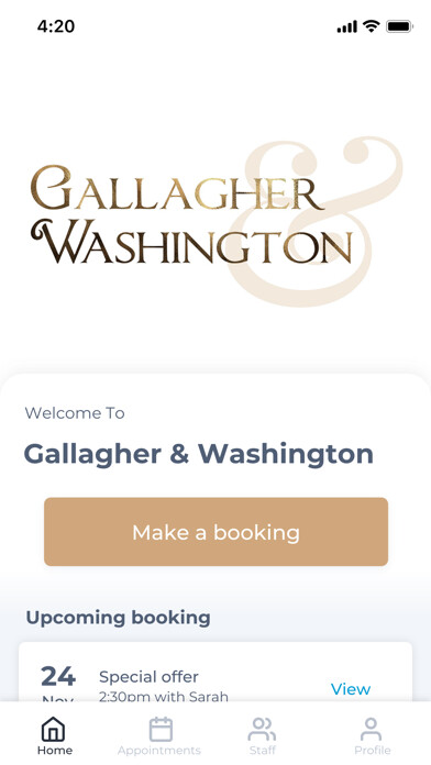 Emulate iPhone app Gallagher & Washington using MyAndroid