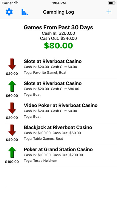 Emulate iPhone app Gambling Log using MyAndroid