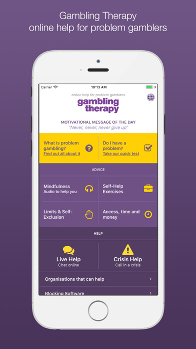 Emulate iPhone app Gambling Therapy using MyAndroid