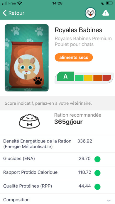 Emulate iPhone app Gamelle - Scan chien & chat using MyAndroid