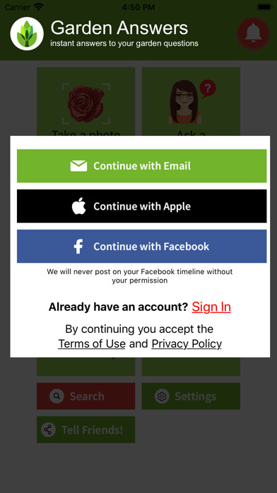 Emulate iPhone app Garden Answers Plant Id using MyAndroid