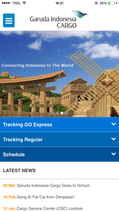 Emulate iPhone app Garuda Indonesia Cargo using MyAndroid