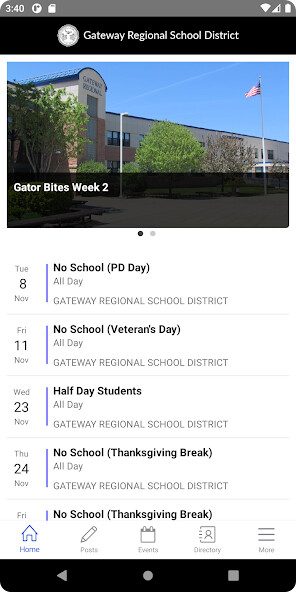 Emulate iPhone app Gateway Regional School Dist. using MyAndroid