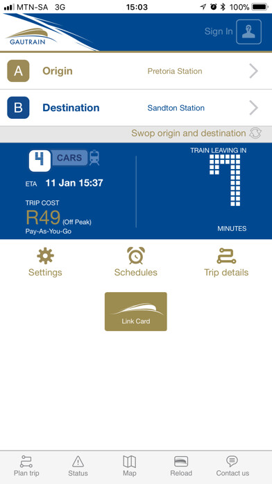 Emulate iPhone app Gautrain using MyAndroid